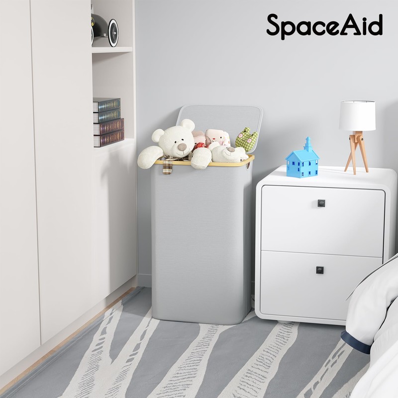 SpaceAid Laundry Hamper with Lid, 110L Large Tall Clothes Basket