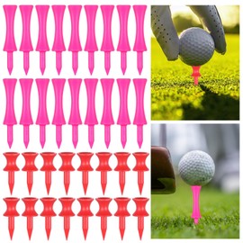 oruola 100 pcs Pink Castle Tees,Non Plastic Golf Tees,Durable Small Castle Teeses Golf,Red, Rose Red 2 Highly Visible Bright Colors,Sustainable