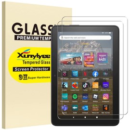 XunyLyee 2-Stück, Schutzfolie für Fire HD 8 Tablet/Fire HD 8 Kids 2024 und 2022 Release Panzer Schutz Glas Displayschutz
