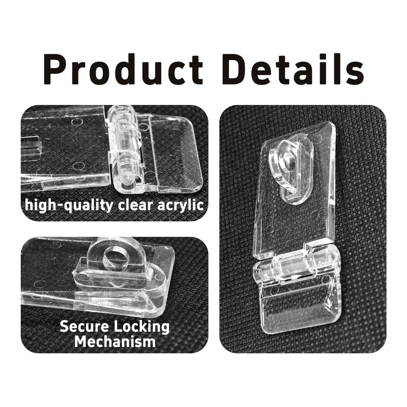 bociloy 12 Sets 55x25mm Mini Hinge Hasp, Clear Acrylic Hasp