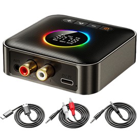 GAOUTO 5.4 Bluetooth Adapter, 2-in-1 Bluetooth 5.4 Transmitter, Bluetooth Adapter Stereo System with 3.5 mm RCA, Bluetooth Receiver, Bluetooth Transmitter Receiver for TV, Home Stereo System and