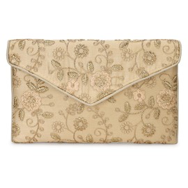 Rajasthani Indian Art Sling Bag Foldover Clutch Purse For Women, Indian Handcrafted Foldover Sling Clutch, Golden-4