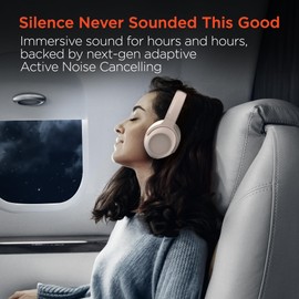 HyperGear - Auriculares inalámbricos con cancelación activa de ruido, Stealth2 ANC sobre la oreja con micrófono ANC integrado dual y conexiones multipunto, auriculares de espuma viscoelástica, emparejamiento rápido Bluetooth (hueso)