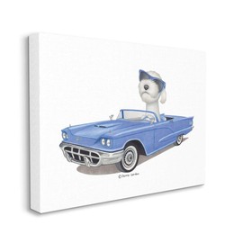 Stupell Industries Dog with Sunglasses in Blue Convertible Family Pet Wall Art, 24 x 30, White