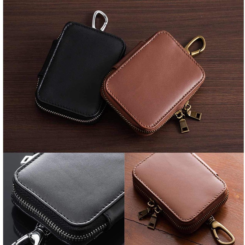 Sanwa Direct 200-CAR074BR Genuine Leather Key Case, Smart Key, Card