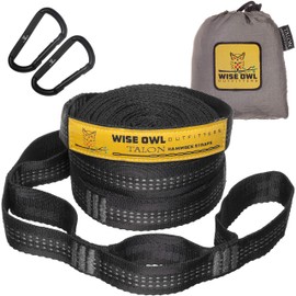 Wise Owl Outfitters Hammock Straps for Trees – 10ft Heavy-Duty Tree Hanging Kit with Carabiners, 38 Loops & Hooks – Essential Hammock Accessories for Camping