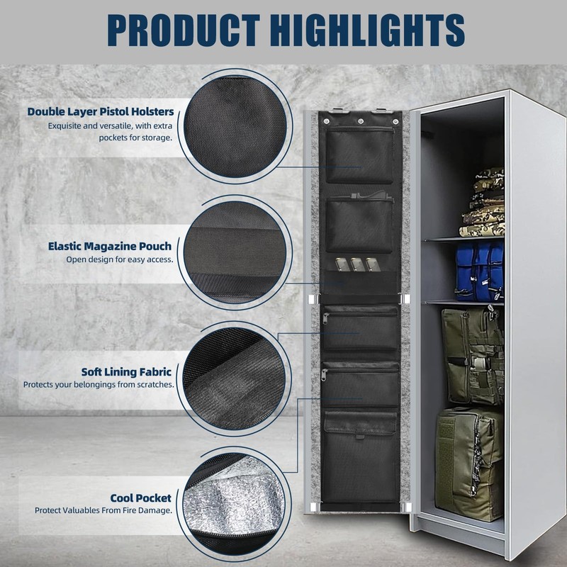 XTQINJIN Gun Safe Door Organizer, Gun Safe Accessories Storage with