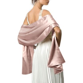 MLMW Shawls and Wraps for Evening Dresses Satin Shawl Wraps for Women Extra Long Wedding Shawls for Bridal Party (Dusty Pink)