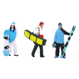 Perfeclan 3x 1/64 Scale Skiing Figure Tiny People Model Collectibles Snowboarding Figurine for Model Trains Collections Railway Sets