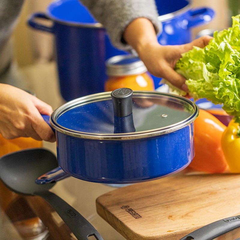 Cinsa 11-Piece Cookware Set, Enamel on Steel, Compatible with Gas,