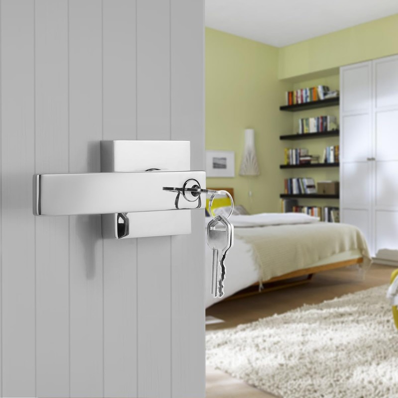 Gobrico Heavy Duty Entry Door Handle Polished Chrome Keyed Entry