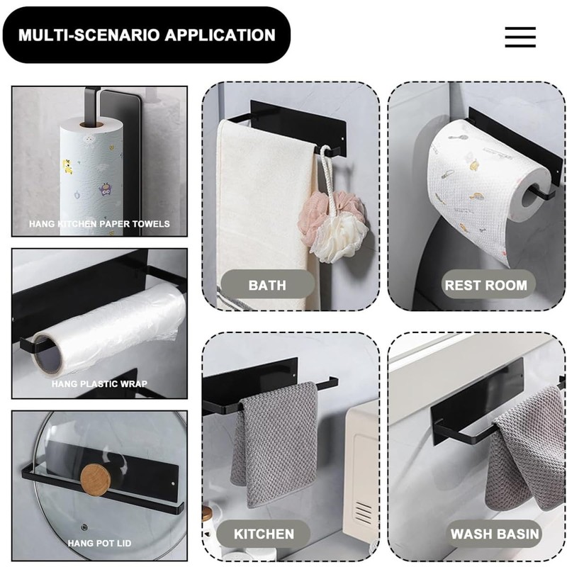 JJiaoLinin black kitchen roll holder，Magnetic Kitchen Roll Holder ，No Drilling