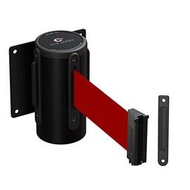 CCW Series WMB-125 Fixed Wall Mount Retractable Belt Barrier 11 Foot with Black Steel Case (Red Belt)