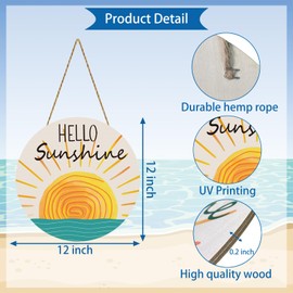 Summer Decor Wreaths for Front Door Wreath Hello Sunshine Front Door Decor Rustic Wooden Sign hanger for Pool Farmhouse Porch Home Spring Wall Decorations