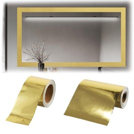 2 Rolls Gold Peel and Stick Wallpaper Waterproof 3.94'', 1.97'', Self Adhesive Gold Trim Strips for Mirror Frame Paper Border Decor