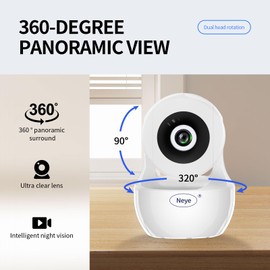 2MP WiFi Security Home Camera，Baby Monitor IP Camera with Night Vision Two Way Audio Cloud Storage Supports 2.4G /5G WiFi，up to 128GB（White）