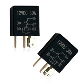 Jeseny 2 Pack Car 5 Pin 12V 30A Relay - High Performance Waterproof Stable Multi-Purpose Heavy Duty Standard Kit for Automotive Motor Replacement Accessories (Black)
