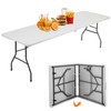 BestOffice Camping Folding 8 Foot Plastic Table, White