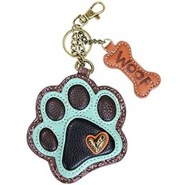 Chala Paw Print Key Fob Coin Purse, Dog Lover Gift (Teal)