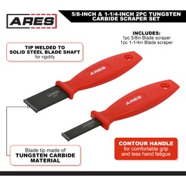 ARES 10043 – Extra Long Tungsten Carbide Scraper – 1-1/4-Inch-Wide Blade – 12-Inch Overall Length - Tungsten Carbide Blade Tip with Abrasive Finish – Removes Residue from Steel, Aluminum, and More
