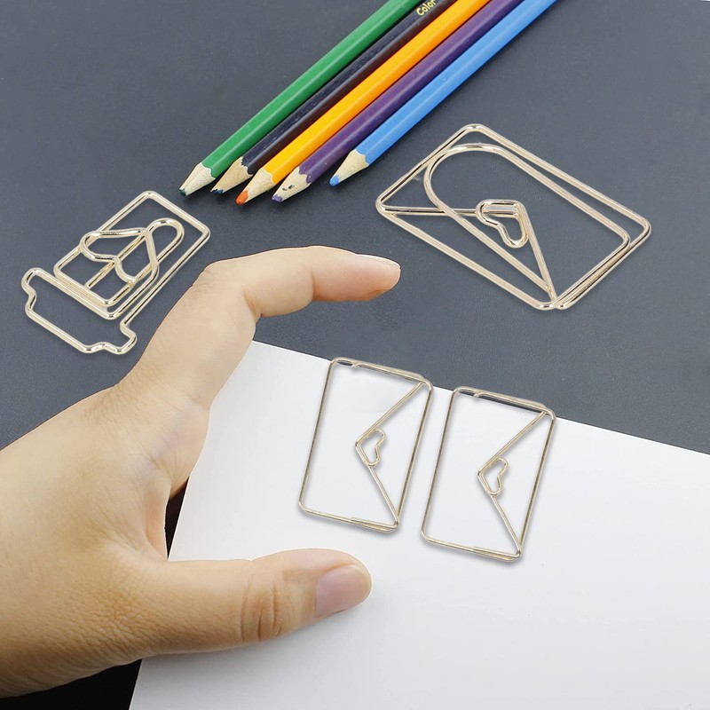 100Pcs Funny Planner Clips Anti Rust Electroplating Process Envelope Coffee