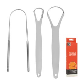 Tongue Scraper for Adults and Kids with Stainless Steel, Metal Tongue Dcraper Brush for Oral Hygiene, Tounge Scrapper Cleaner Reduce Bad Breath, Tongues Cleaner with Gift Box for Women and Men (3Pcs)