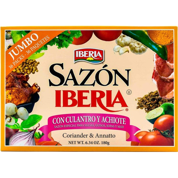 Sazon Iberia Jumbo Pack with Coriander and Achiote 6.34 Oz 36 Packs