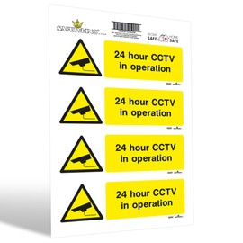 SAFETYKING® 4 PCS CCTV STICKER (HORIZONTAL) CCTV Sign Security Sticker | Home Security Stickers | Protection Stickers | Protection Signs