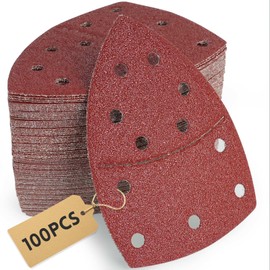 100PCS Multi Tool Sanding Pads, Black and Decker Mouse Sander Pads with 11 Holes, 40 Grit X10piece, 60/80/120/180/240/400 Grit X15 Piece, Detail Sander Compatible with Bosch Multi Sander