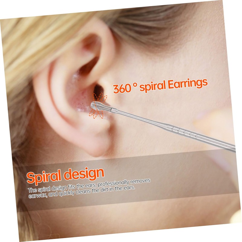 Healeved 1set Comfortable Ear Picks Stainless Steel Ear Wax Removal