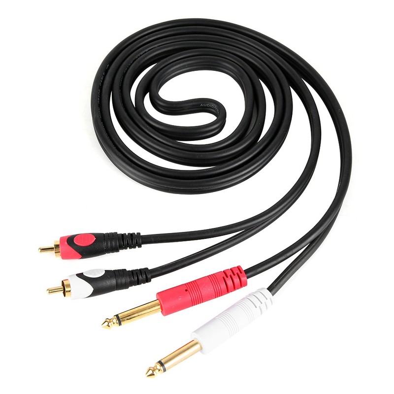 For 2RCA to Double 6.35 Interface Audio Guitar Line Dual
