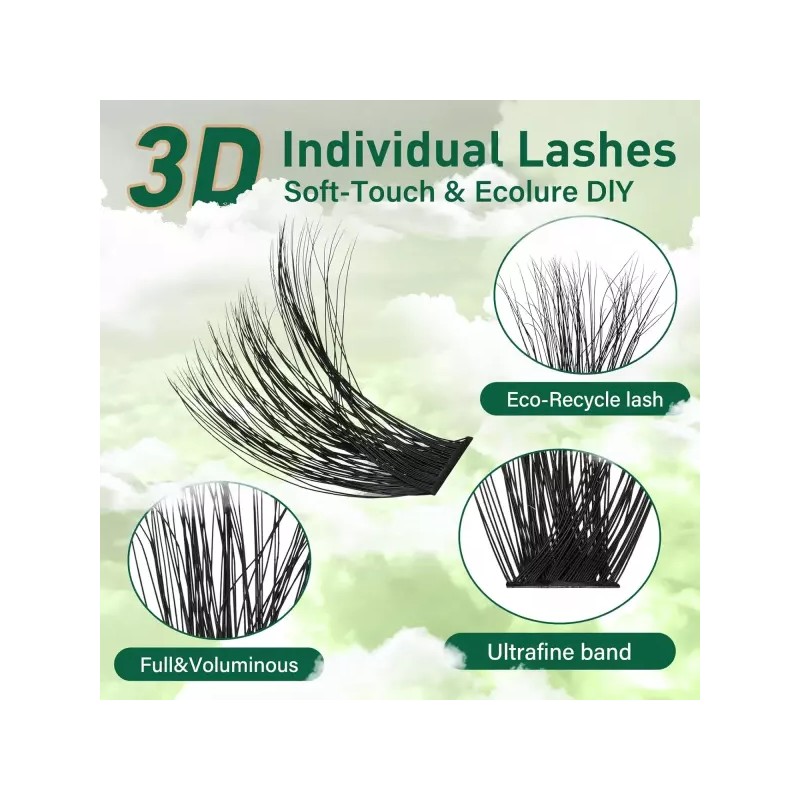 Kiyoulash 키요울래쉬 클러스터 3D 이펙트 속눈썹 280pcs 80D Curl 9-18MIX