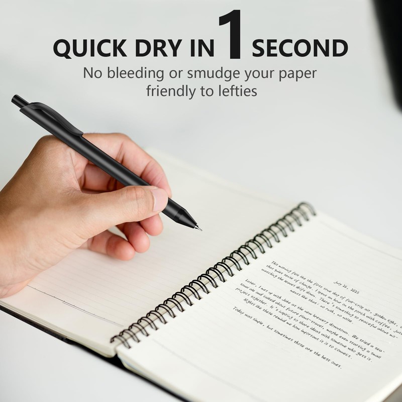 Hiacry 16 Pack Black Gel Pens (0.7mm Fine Point) –