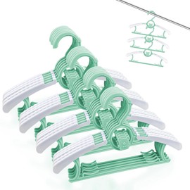 Aevorine Set di 20 Grucce Appendiabiti Verde, Appendini per Bambini Impilabili Allungabili Plastica con Gancio a Forma di Orsetto, Appendiabiti Bambini Antiscivolo per Unisex Bambino Neonati