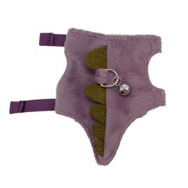 Bearded Dragon Harness and Leash Set - Soft Fleece Dinosaur Vest with Safe Bell Adjustable Lizard Traction Rope Escape Proof Outdoor Walking Training Leash for Ferret Rat Kitten Puppy (Purple)