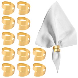Gosknor 12pcs Gold Napkin Rings, Elegant Metal Napkin Holders for Wedding Easter & Spring Table Decor Modern Dinner Tissue Paper Rings for Holiday Parties Banquets