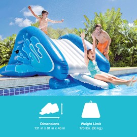 Intex Kool Splash Inflatable Water Slide Swimming Pool Play Center with Built in Sprayers for Kids and Adults, Ages 6 and Up, Blue
