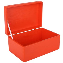 Creative Deco Large Red Wooden Box Storage with Hinged Lid | 15.8 x 11.8 x 9.44 inches (+-0.5) | Gift Box Storage Document | Product NOT Intended for 15 Years OR Below