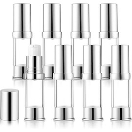 8 Pack 5ml/0.17oz Plastic Airless Pump Bottle Portable Lotion Container Refillable Cream Jar Vacuum Pump Press Dispenser for Travel  Emulsion Liquid Foundation Shampoo Toiletries Sample - Color: 5ml