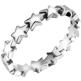 Jude Jewelers Stainless Steel Star Shaped Stackable Wedding Engagement Promise Statement Band Ring (Silver, 12)