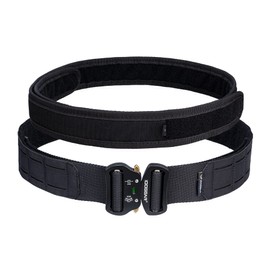 IDOGEAR 2" Tactical MOLLE Belt with 1.75" Inner Belt Set Quick Release Metal Buckle Belt Heavy Duty Hook-and-Loop Laser-Cut Belts (Small(30''-34''), Coyote Brown)