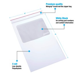 Minigrip Red Line MGRL4WH0609 Polyethylene (LDPE/LLDPE Blend) Clear Reclosable Bag, Hang Hole, 9" Length, 6" Width (Pack of 1000)