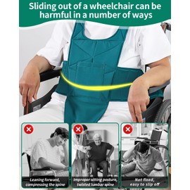 Anti-Fall Wheelchair Seat Belt - Wheelchair Safety Belt Medical Restraint Straps with Anti-Slip Harness, Universal Seating Accessory Suitable for Adults, for Nursing Paralyzed Patients and Disabled