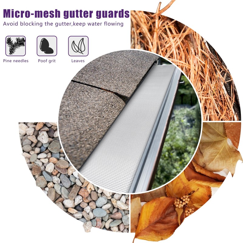 Mxclimate 5" Gutter Guard, 48FT Stainless Steel Micro-Mesh Gutter Cover