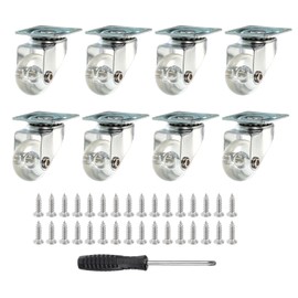 PATIKIL 1.5 Inch Swivel Caster Wheels, 8 Pcs Clear PU Rolling Castors with 360 Degree Top Plate Furniture Wheels 165 Lbs with Screws Screwdriver for Cabinet