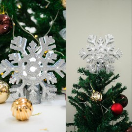 2024 Christmas Tree Topper Projection Light with 3 Animated Projection Modes,Christmas Tree Decoration with LED Rotating Magic,3D Glitter Dynamic Projection,Silver Snowflake Christmas Tree Star.