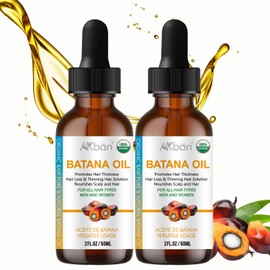AKBAN Batana Oil for Hair Growth, Dr Sebi 100% Pure & Natural Organic Batana Oil from Honduras - for Thicker & Stronger Hair, Nourishes Damaged Hair - 2 FL OZ + 2 FL OZ