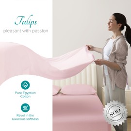 Carressa Linen Luxury Egyptian Cotton Twin XL Sheet Set - 800 Thread Count 3 PC Blush Sheets for Twin XL Size Bed, Extra Long Staple Silky Soft Cooling Sheets, Deep Pocket Dorm Sheets Set