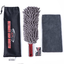 Car Duster Interior by TAKAVU, 360° Microfiber Fingers, Unbreakable Comfort Handle, Lint and Scratch Free, Include Microfiber Towel, for Car & Home Use, The Best Auto Accessories Gray