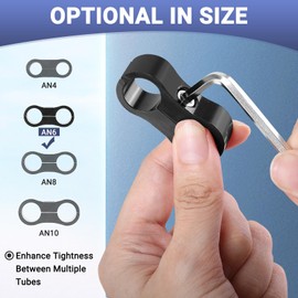 AICARS 6AN 14mm Hose Separator Clamps with Wrench Aluminum AN6 Hose Clamps Fit 3/8 Fuel Line, Brake Line, Water Pipe and Gas Line, Pack of 8 (Black)
